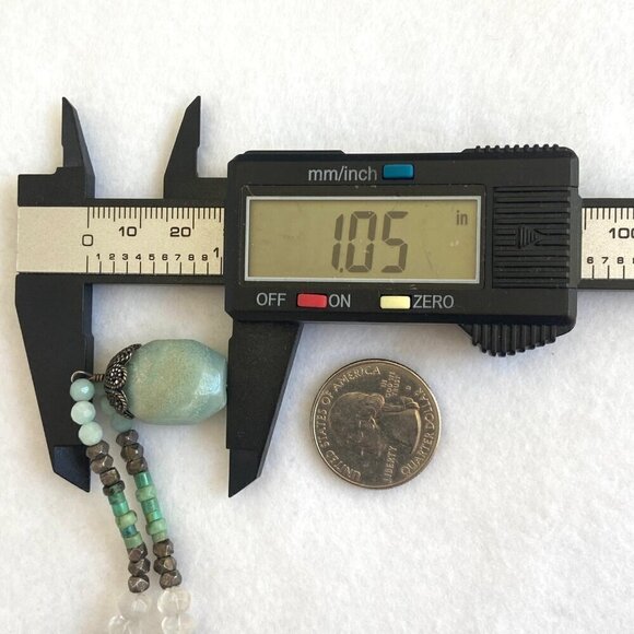 Sterling Silver 925 Turquoise Quartz Green Calcite Beaded Pendant Necklace 18" - Picture 14 of 16